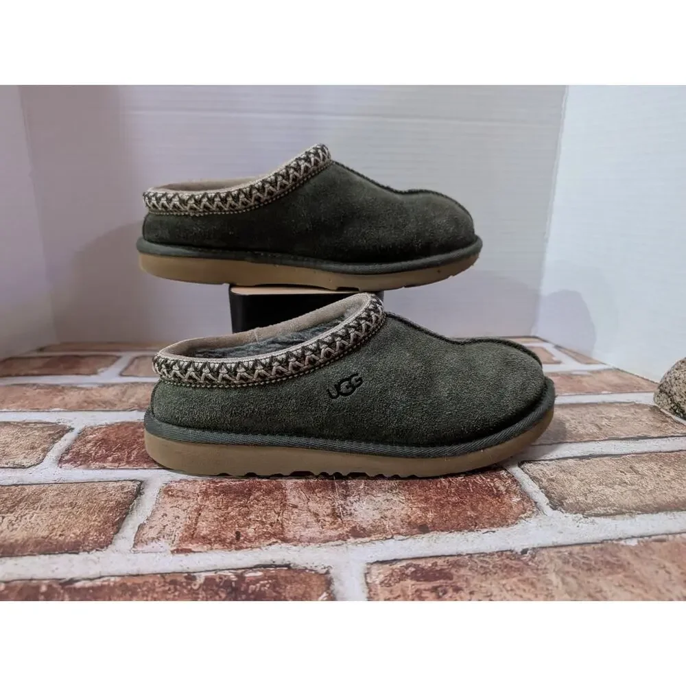 UGG Kids Tasman Slipper Green Suede Shoes Size 4 Youth / EU 36 / Sz 6 Women's